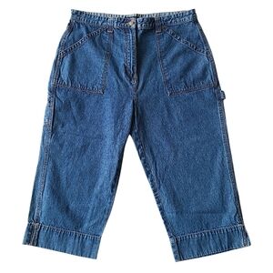 Vtg 90s Womens 18 Carpenter Denim Capri Pants High Rise Cropped Utility Jeans